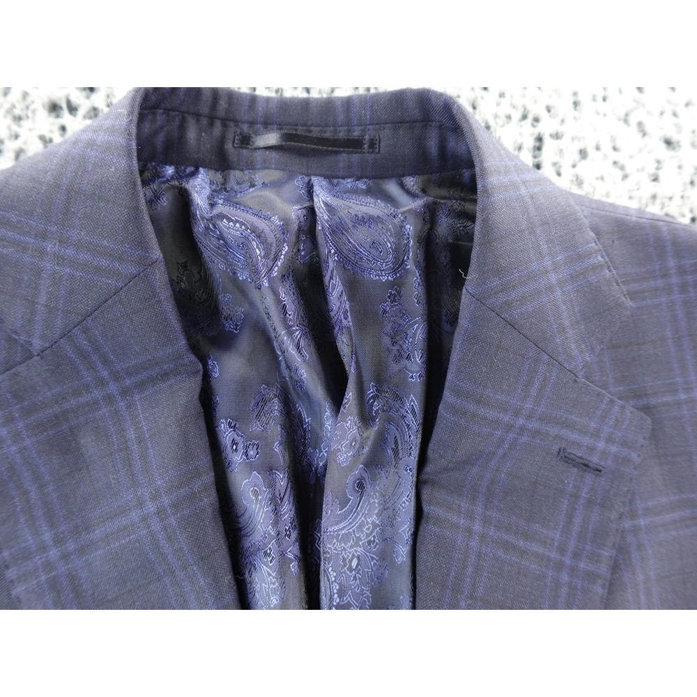 Bespoke 44 L Loro Piana " 4 Seasons " Super 130's Navy Blue Double Windowpane - Picture 6 of 16